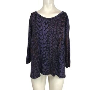 PRAIRIE COTTON - WOMENS MEDIUM - PURPLE LONG SLEEVE V NECK 100% COTTON TOP SHIRT